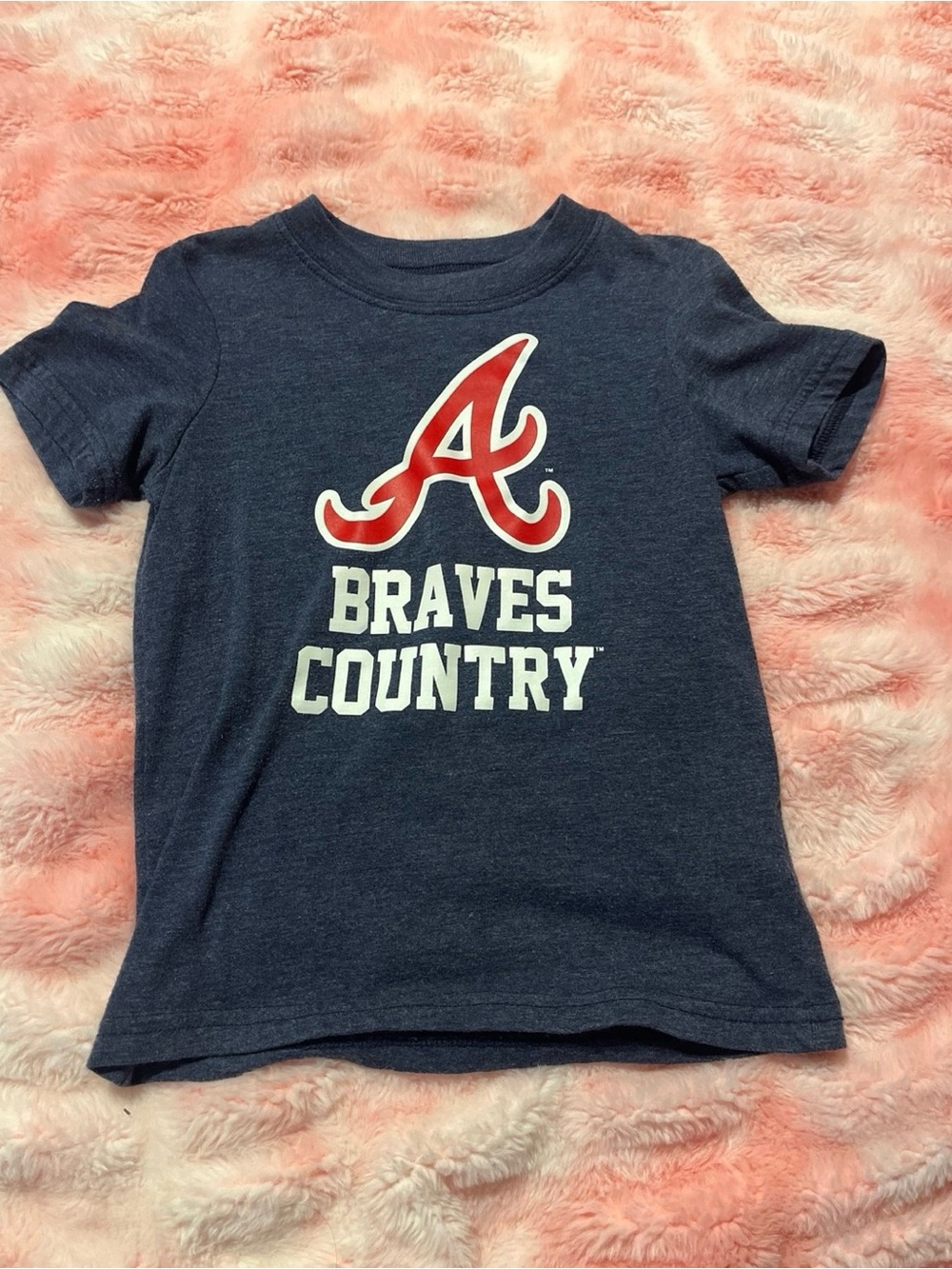 Genuine Merchandise Navy Kids Short Sleeve Braves Tee with Red Logo